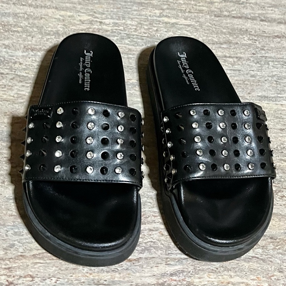 Juicy Couture UMI black platform sandals with spiky studs and bling